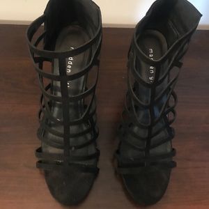 Black strap stiletto heels